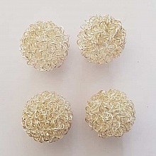 Perle ronde fil de fer m&eacute;tal fantaisie 24 mm Argent