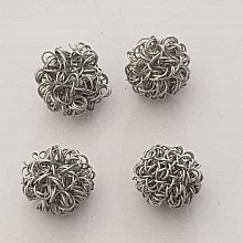 Perle ronde fil de fer m&eacute;tal fantaisie 24 mm Gris Argent&eacute;
