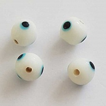 Perle fantaisie ronde c&eacute;ramique blanc 9 mm N&deg;01 &OElig;il