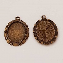 Support cabochon Ovale de 28 X 20 mm Bronze N&deg;04