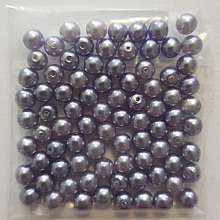 Perle ronde verre effet nacr&eacute; bleu mauve 6 mm N&deg;01