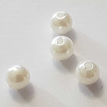 Perle ronde verre effet nacr&eacute; blanc 6 mm N&deg;01
