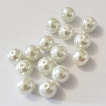 Perle ronde verre effet nacr&eacute; blanc-01 10 mm N&deg;01