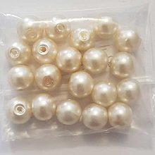 Perle ronde verre effet nacr&eacute; beige 10 mm N&deg;01