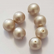 Perle ronde verre effet nacr&eacute; beige fonc&eacute; 10 mm N&deg;01