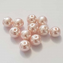Perle ronde verre effet nacr&eacute; rose 10 mm N&deg;01