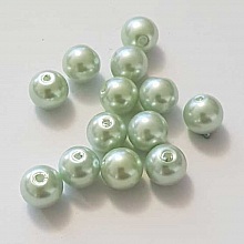 Perle ronde verre effet nacr&eacute; vert 10 mm N&deg;01