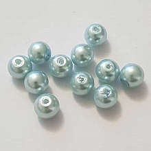 Perle ronde verre effet nacr&eacute; bleu 10 mm N&deg;01