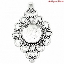 Support cabochon rond 18 mm Argent N&deg;01