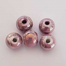 Perle ronde c&eacute;ramique mauve 12 mm N&deg;03