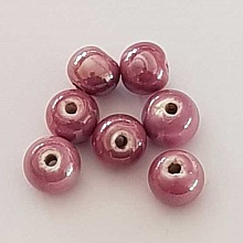 Perle ronde c&eacute;ramique mauve 11 mm N&deg;05