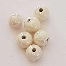 Perle ronde c&eacute;ramique cr&egrave;me 11 mm N&deg;10