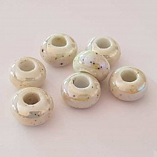 Perle ronde c&eacute;ramique blanc cr&egrave;me 14 mm