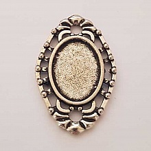 Support cabochon Ovale de 13 X 18 mm Argent Vieilli N&deg;01