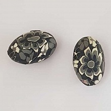Perle Ovale p&acirc;te polym&egrave;re 19 x 29 mm Fleur N&deg;01