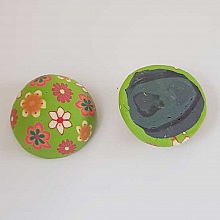 Cabochon p&acirc;te polym&egrave;re 30 mm Fleur Vert N&deg;01