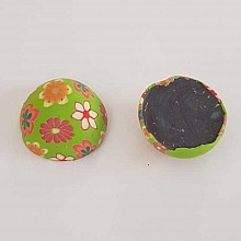 Cabochon p&acirc;te polym&egrave;re 20 mm Fleur Vert N&deg;01
