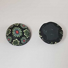 Cabochon p&acirc;te polym&egrave;re 20 mm Fleur Noir N&deg;05