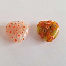 Perle Galet en Verre Fantaisie Fleur C&oelig;ur 20 mm N&deg;01 Lot 2 Pi&egrave;ces