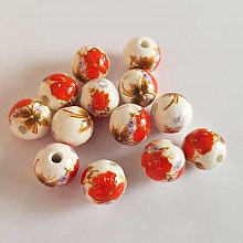 Perle ronde c&eacute;ramique fantaisie fleur 12 mm N&deg;01