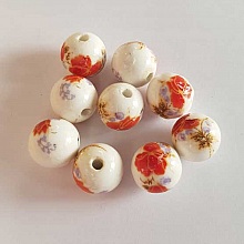 Perle ronde c&eacute;ramique fantaisie fleur 14 mm N&deg;01