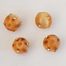Perle ronde verre &oelig;il de chat saumon et strass 10 mm N&deg;01