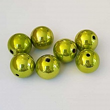 Perle ronde plastique brillante vert 12 mm N&deg;004