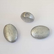 Perle ovale en plastique argent&eacute; 26 mm