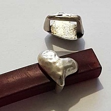 Perle passant coeur pour cuir &eacute;pais r&eacute;galiz 10 mm Argent N&deg;01