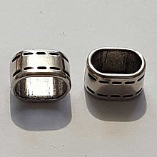 Perle passant tonneau pour cuir &eacute;pais r&eacute;galiz 10 mm Argent N&deg;06
