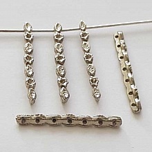 Barre Argent Entretoise S&eacute;parateur perle, multi rangs 7 trous N&deg;03