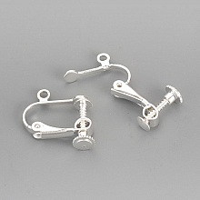 Support Boucle d'oreille Clip r&eacute;glable &agrave; vis argent&eacute; 15 x 17 mm x 5 paires