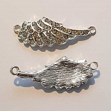 Breloque Aile N&deg;005 Argent et Strass
