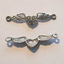 Breloque Aile N&deg;006 Argent et Strass