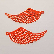 Breloque Aile N&deg;009 Estampe Filigrane Orange 49 x 20 mm