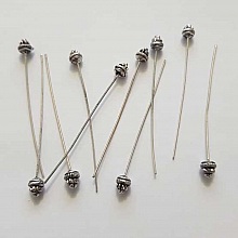 Tige / clou 54mm &agrave; t&ecirc;te boule fantaisie N&deg;01 argent Vieilli x 1 pi&egrave;ce