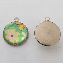 Pendentif Cabochon 20 mm en Verre Fantaisie N&deg;08-02 Fleur