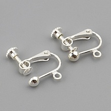 Support Boucle d'oreille Clip r&eacute;glable &agrave; vis argent&eacute; 16 x 18 mm x 1 paire