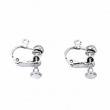 Support Boucle d'oreille Clip r&eacute;glable &agrave; vis argent Vieilli 13 x 18 mm x 1 paire