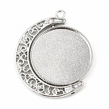 Support cabochon 25 mm rotatif N&deg;01 argent