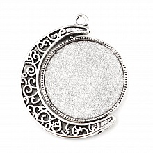 Support cabochon 25 mm rotatif N&deg;01 argent vieilli