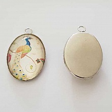 Pendentif Cabochon Ovale 25 x 18 mm en Verre Fantaisie N&deg;01-01