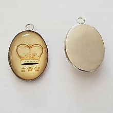 Pendentif Cabochon Ovale 25 x 18 mm en Verre Fantaisie N&deg;06-01
