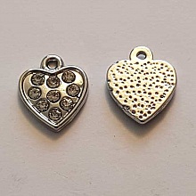Breloques C&oelig;ur N&deg;73 Argent et Strass