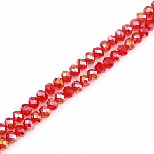 Perles en Verre 4 mm &agrave; Facettes Couleur Rouge AB