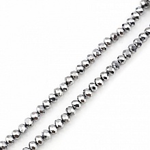 Perles en Verre 3 mm &agrave; Facettes Couleur Argent