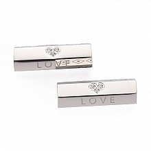 Perle tube 26 mm Love Acier Inoxydable et Strass Argent N&deg;01
