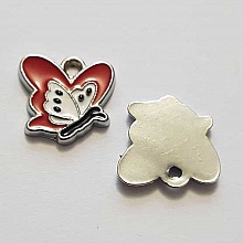 Breloque papillon N&deg;31 Rouge 13 x 13 mm