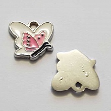 Breloque papillon N&deg;31 Blanc 13 x 13 mm
