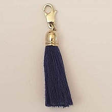Pompon Mousqueton 45 mm Bleu Tr&egrave;s Fonc&eacute;